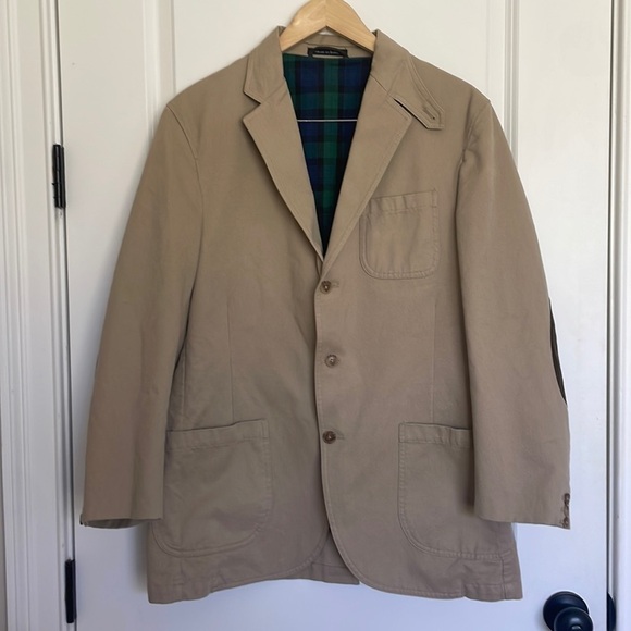 Lands’ End Men’s Twill Sports-Coat with Elbow Patches Khaki 40R